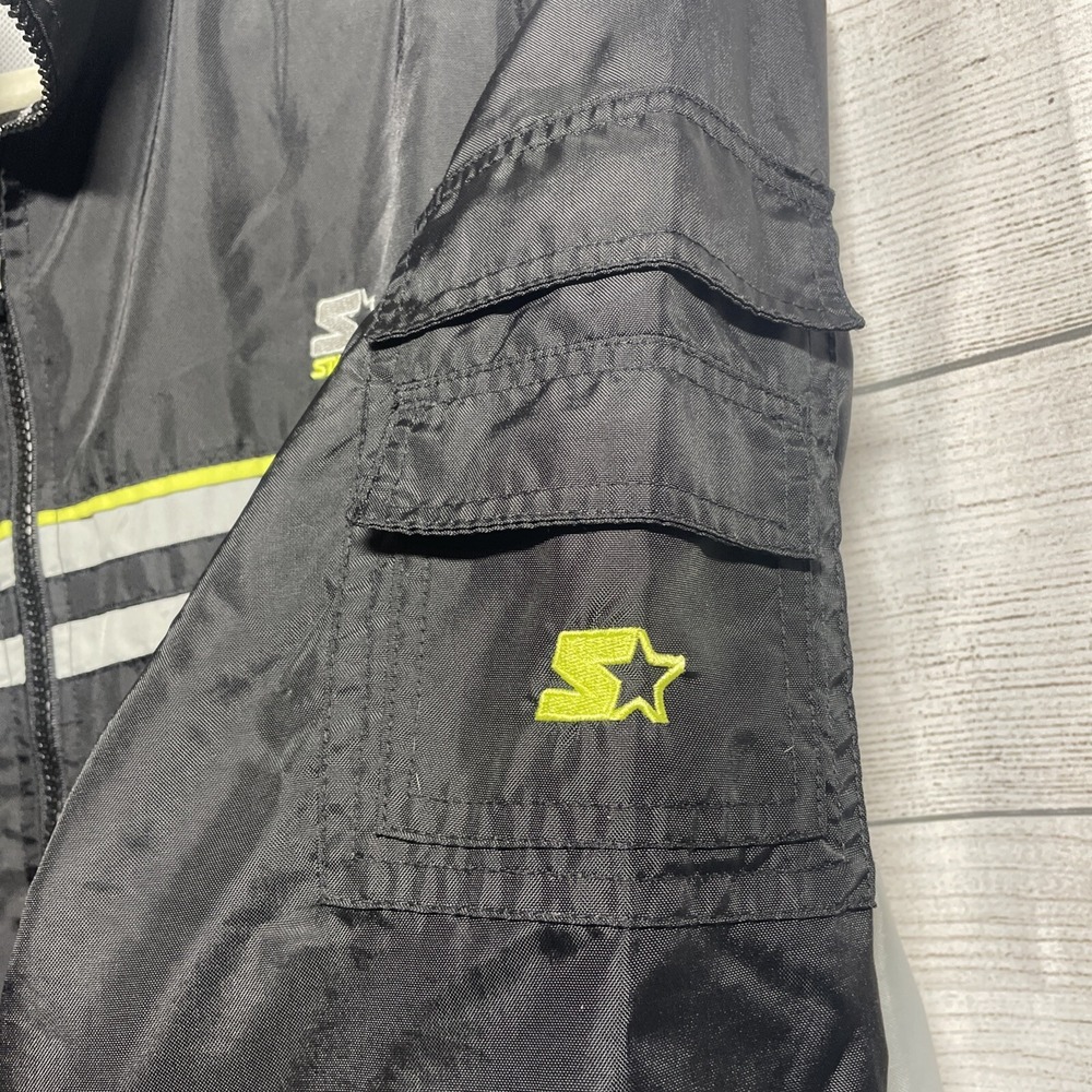 VTG Starter Windbreaker Mens MED Nylon Track Jacket Black Full Zip‎ Mesh Lining - Picture 3 of 7